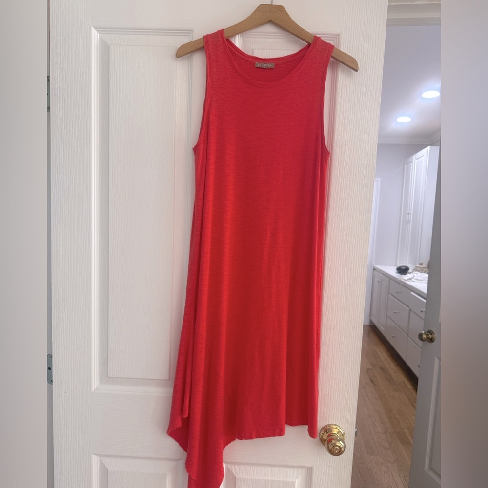 Lilla P Vibrant Red-orange Asymmetrical Dress